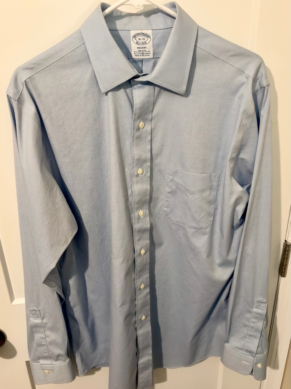 Brooks Brothers Oxford Shirt Size 16-35 
Men's Blue Dress Shirt - Suprima Cotton